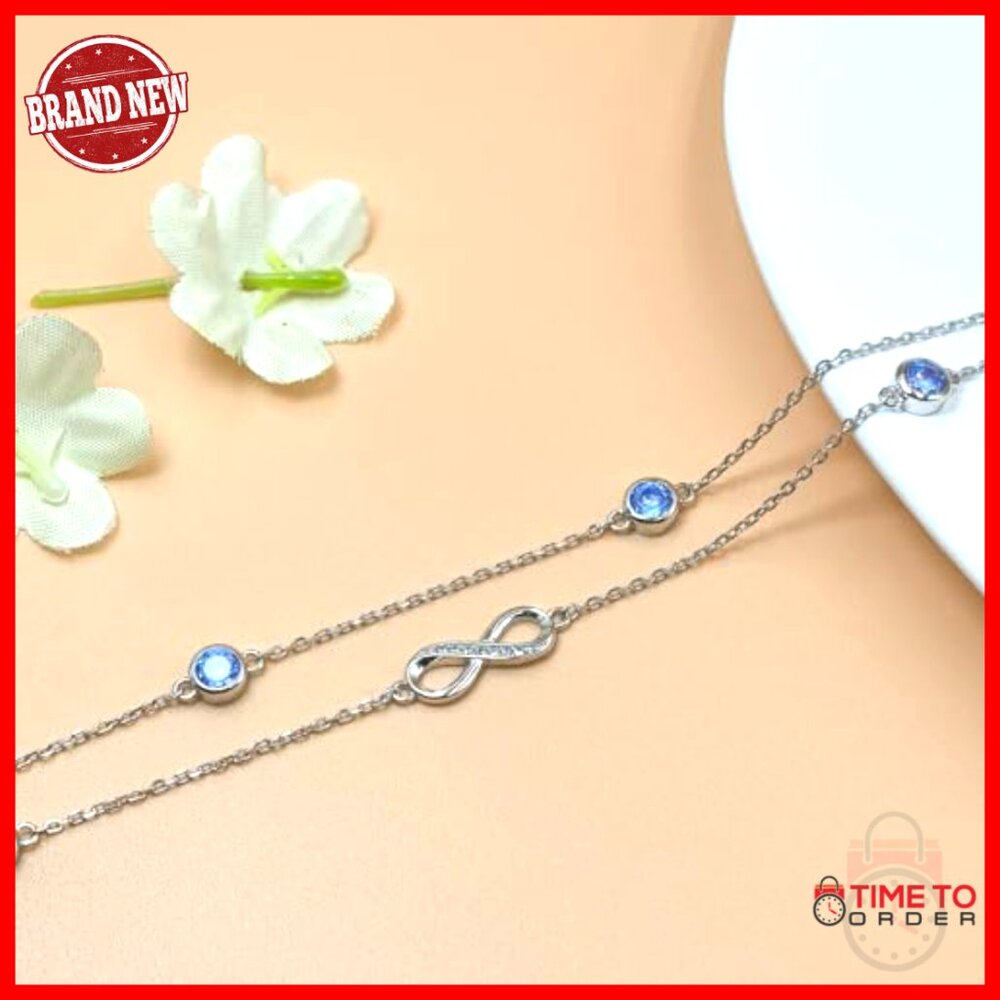 Sterling Silver Adjustable Infinity Anklet Births… - image 5